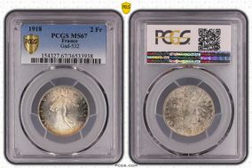 1918 2 Fr Gad-532 F-266 MS67