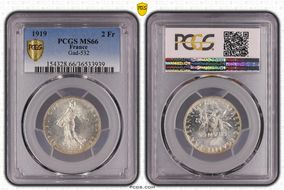 1919 2 Fr Gad-532 F-266 MS66