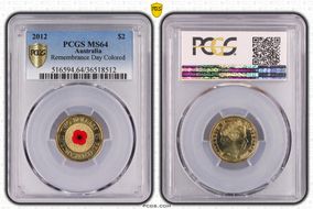 2012 $2 Remembrance Day Colorized MS64