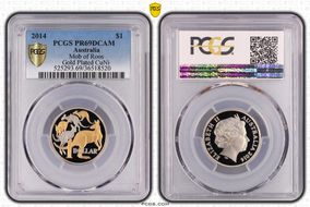 2014 $1 Mob of Roos CuNi Partial Gilt PR69DCAM