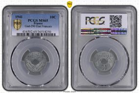 1941 10C Gad-290 F-141 Etat Francais MS65