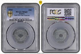 1941 10C Gad-290 F-141 Etat Francais MS65