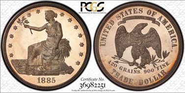 1885 T$1 Trade PR65+ CAM