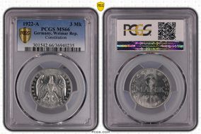 1922-A 3 Mk Constitution J-303 MS66