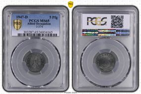 1947-D 5 Pfg J-374 MS65