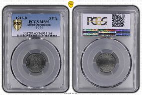 1947-D 5 Pfg J-374 MS65