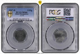 1947-D 5 Pfg J-374 MS66