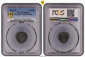 1922-E 5 Pfg J-297 MS67