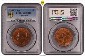 1943 Y. (p) 1D MS63RB