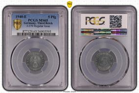 1940-E 5 Pfg J-370 Regular Issue MS65