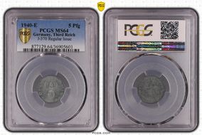 1940-E 5 Pfg J-370 Regular Issue MS64