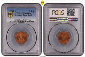 1938-B 2 Pfg J-362 MS66RD