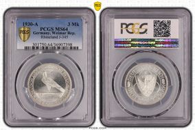 1930-A 3 Mk Rhineland J-345 MS64