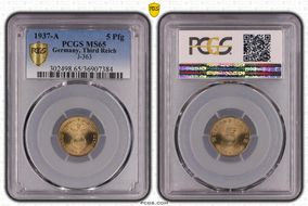 1937-A 5 Pfg J-363 MS65