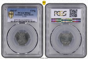 1943-F 5 Pfg J-370 MS64