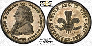 1789 Tk 1/2D DH-968 Middlesex, National Silvered Copper MS62