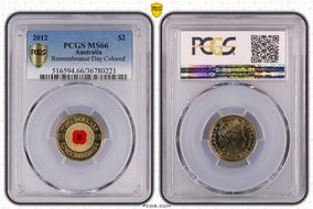 2012 $2 Remembrance Day Colorized MS66
