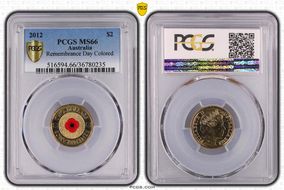 2012 $2 Remembrance Day Colorized MS66