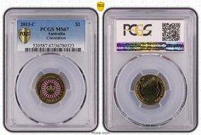 2013-C $2 Coronation Colorized MS67