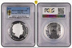 2019 $5 New Map of the World 1812 PR70DCAM