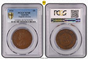 1924  1D English obverse XF40BN