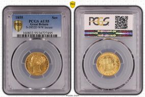 1855 Sov S-3852D WW Incuse AU55