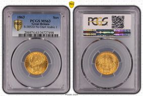 1863 Sov S-3852D No Die# Arabic 1 MS63