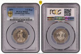 1891 1/2 Rup J-712 MS64