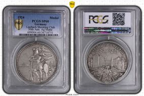 1924 Medal  Laubach Shooting Club 50th Ann. Ag Matte SP60