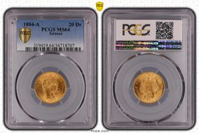 1884-A 20 Dr KM-56  Au MS64