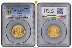 1931-R 100 L Anno IX KM-72  Au MS65