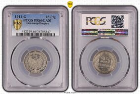 1911-G 25 Pfg J-18 PR66CAM