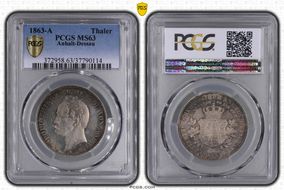 1863-A Thaler KM-15  Ag MS63