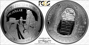 2019-P $1 Apollo 11 50th Anniversary 5 oz Silver First Strike PR70DCAM