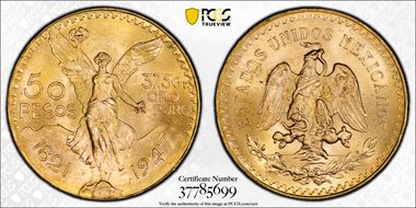 1947 50 Peso KM-481  Au MS66