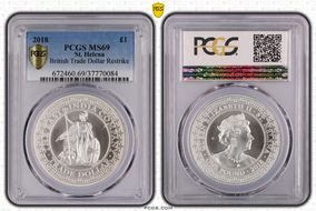 2018 £1 British Trade Dollar Restrike MS69