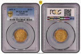 1851-A 20 Fr Gad-1059 F-529 AU55