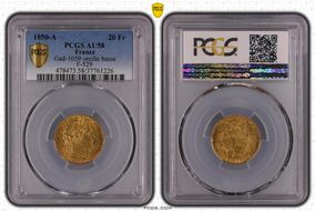 1850-A 20 Fr Gad-1059 oreille basse F-529 AU58