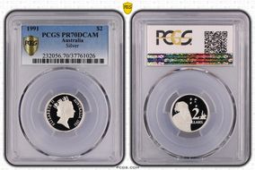 1991 $2 Silver PR70DCAM