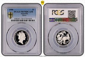 1990 $1 KM-84a  Ag PR70DCAM