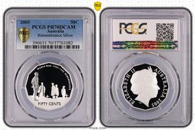 2005 50C Remembrance Silver PR70DCAM