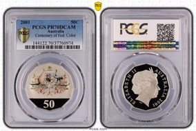 2001 50C Centenary of Federation Colorized PR70DCAM