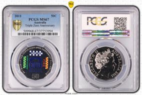 2011 50C Triple Zero Anniversary Colorized MS67