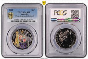 2012 50C Coat of Arms Colorized MS68