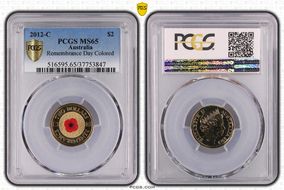 2012-C $2 Remembrance Day Colorized MS65