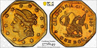 1854 G$1 BG-504 Eagle MS64