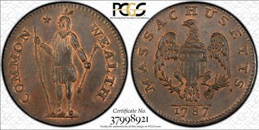 1787 Cent Massachusetts MS65BN