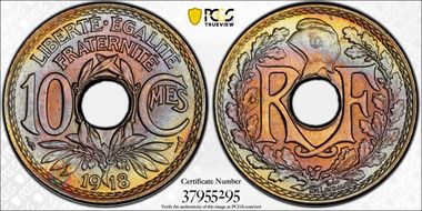 1918 10C Gad-286 F-138 MS67+