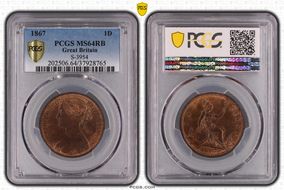 1867 1D S-3954 MS64RB