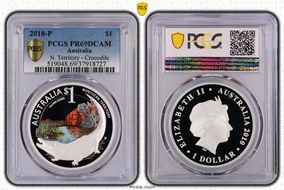 2010-P $1 N. Territory - Crocodile Colorized PR69DCAM
